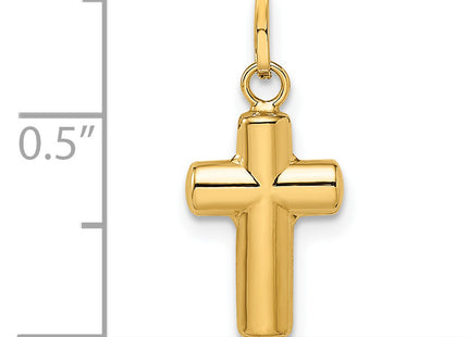 14k Polished Puffed Cross Pendant