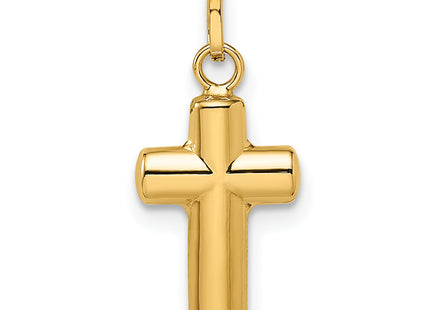 14k Polished Puffed Cross Pendant