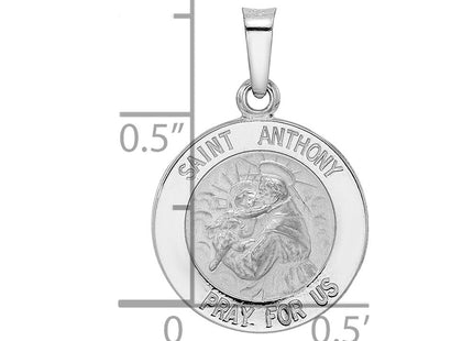 14k White Gold Polished and Satin Hollow St Anthony Medal Pendant (Style XR1919)