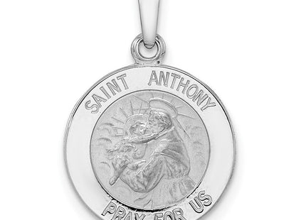 14k White Gold Polished and Satin Hollow St Anthony Medal Pendant (Style XR1919)