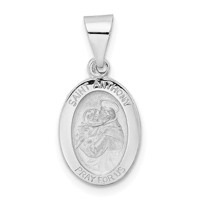 14K white gold oval pendant