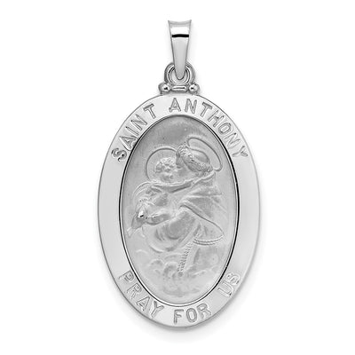 14K white gold oval pendant