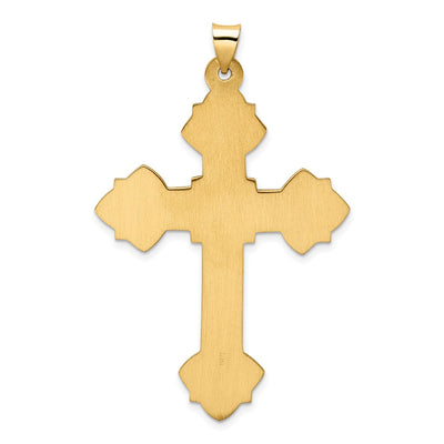 14K Polished Hollow Fancy Fleur de Lis Cross Pendant
