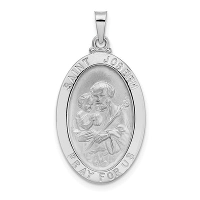 14K white gold oval pendant