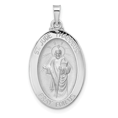 14K white gold oval pendant
