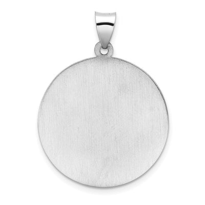 14K White Gold Polished and Satin Hollow St Michael Medal Pendant, 33.28 x 25.05mm