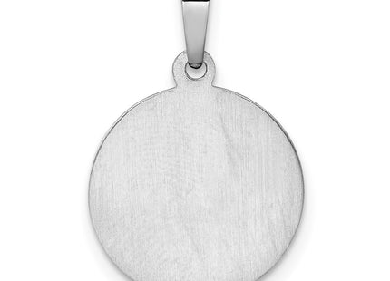 14k White Gold Polished and Satin Hollow St Michael Medal Pendant (Style XR1943)