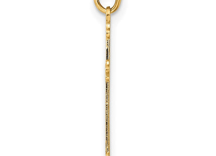 14k Polished and Textured Solid Diamond Shape Cross Pendant (Style XR1948)
