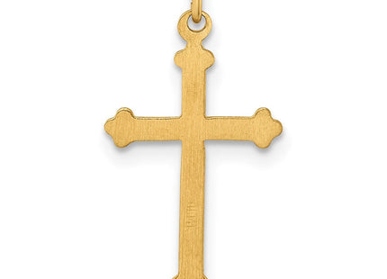14k Polished and Textured Solid Diamond Shape Cross Pendant (Style XR1948)