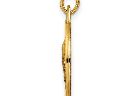 14k Polished and Satin Solid Praying Hands Disc Pendant (Style XR1949)