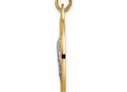 14K gold disc pendant, alternate view