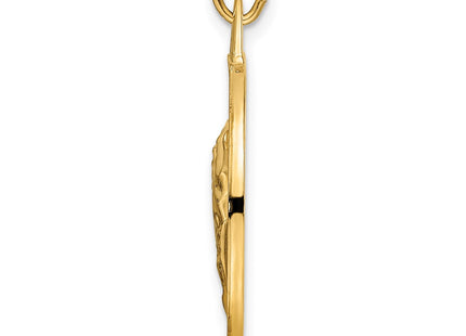 14K gold disc pendant, alternate view
