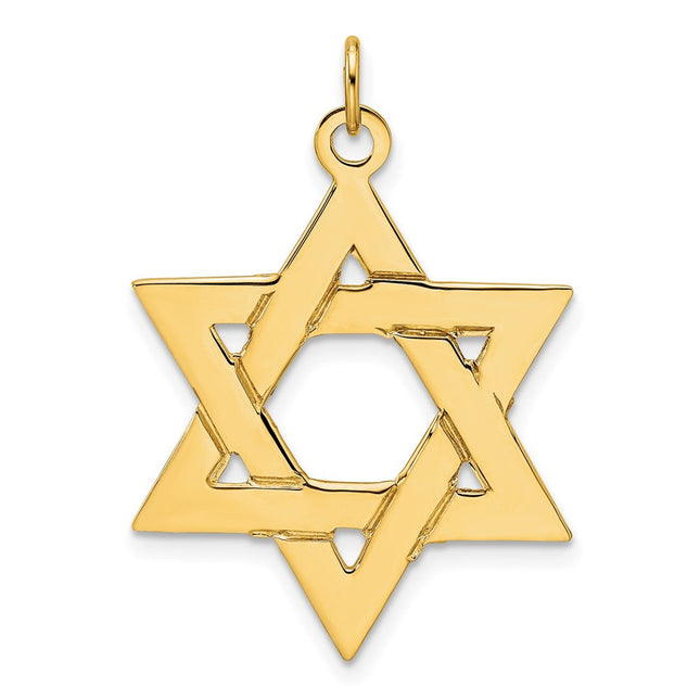 14k Polished Solid Star of David Pendant, 32 x 26.45mm