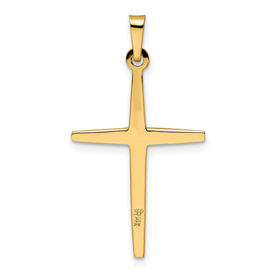 14K Two-tone Polished Solid Diamond Shape Center Cross Pendant, 31 x 17.9mm