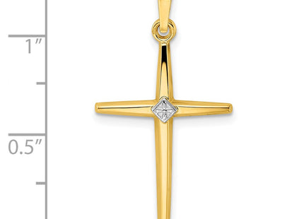 14K gold cross pendant, another view