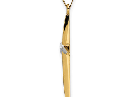 14k Two-tone Polished Solid Diamond Shape Center Cross Pendant (Style XR1966)