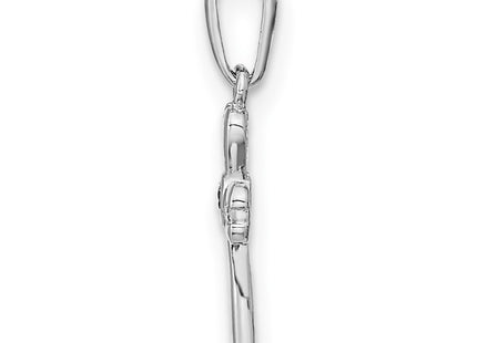 14K white gold cubic zirconia cross pendant, alternate view