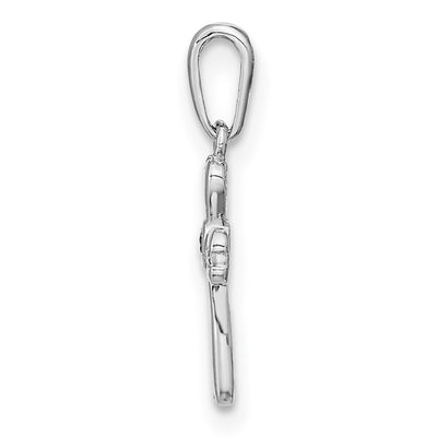 14K White Gold CZ Cross Pendant, 17 x 8mm