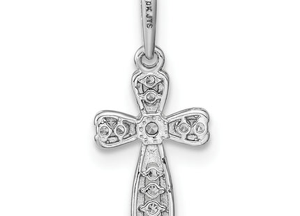 14k White Gold CZ Cross Pendant, 17 x 8mm