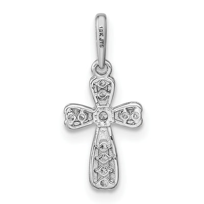 14K White Gold CZ Cross Pendant, 17 x 8mm
