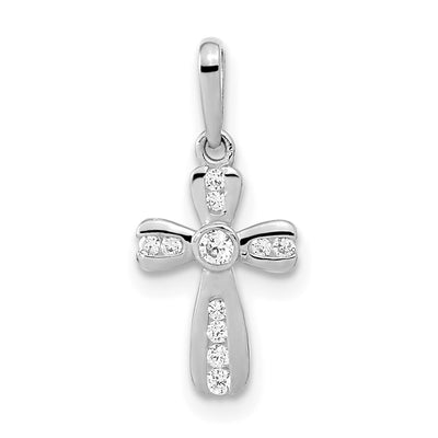 14K white gold cubic zirconia cross pendant