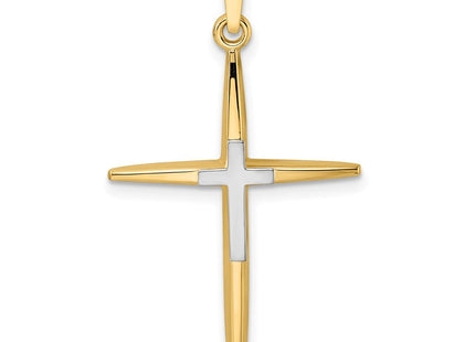 14k Two-tone Polished Solid Double Cross Pendant (Style XR1972)