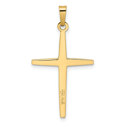 14K Two-tone Polished Solid Double Cross Pendant, 32 x 18mm