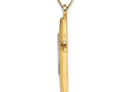 14k Two-tone Polished Solid Double Cross Pendant, 27 x 14.5mm