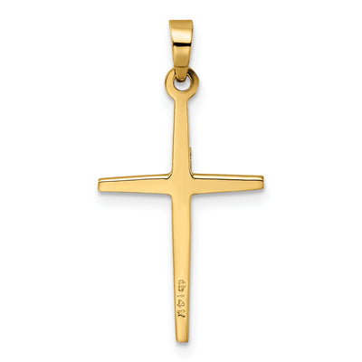 14K Two-tone Polished Solid Double Cross Pendant, 27 x 14.5mm