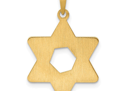 14k Polished and Textured Solid Star of David Pendant (Style XR1977)
