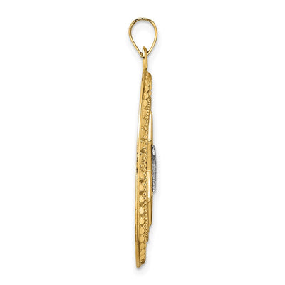 14K Two-tone Solid Star and Torah Inside Frame Pendant