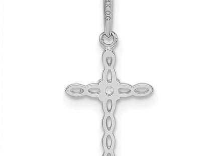 14k White Gold CZ Cross Pendant (Style XR1990)