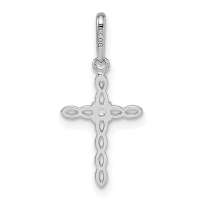 14K White Gold CZ Cross Pendant, 20 x 9.45mm