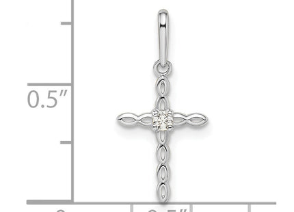 14k White Gold CZ Cross Pendant (Style XR1990)