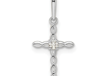 14k White Gold CZ Cross Pendant (Style XR1990)