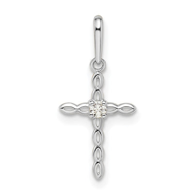 14K white gold cubic zirconia cross pendant
