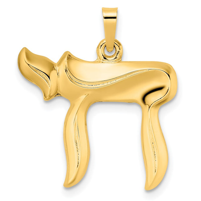 14k Polished Hollow Chai Symbol Pendant, 24 x 22.33mm