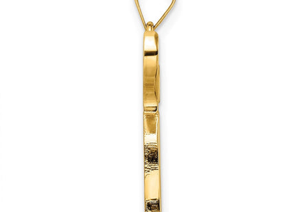 14k Polished and Textured Solid Chai Symbol Pendant (Style XR2013)