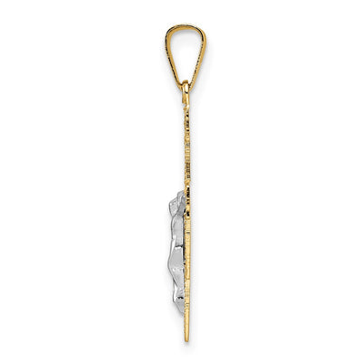 14K Two-tone Solid Crucifix Pendant, 28 x 16mm