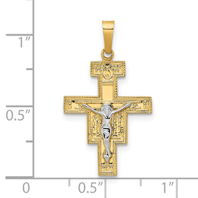 14K Two-tone Solid Crucifix Pendant, 28 x 16mm