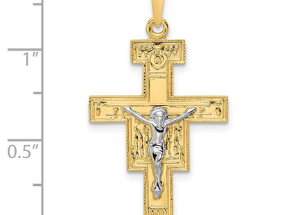 14k Two-tone Solid Crucifix Pendant (Style XR2053)