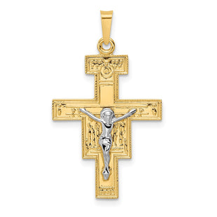 14k Two-tone Solid Crucifix Pendant (Style XR2053)