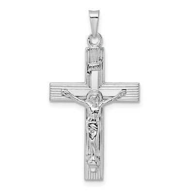 14K white gold crucifix pendant