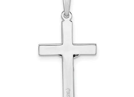14k White Gold Polished Solid INRI Striped Crucifix Pendant (Style XR2067)