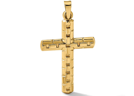 14k Polished and Textured Hollow Latin Cross Pendant