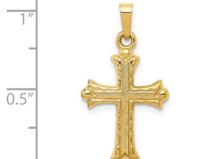 14k Hollow Fleur De Lis Cross Pendant (Style XR208)
