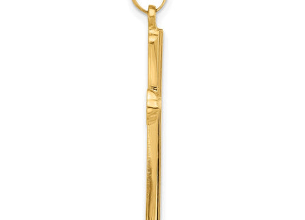 14k Polished and Grooved Hollow Cross Pendant (Style XR2081)