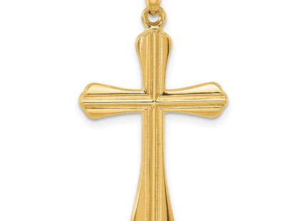 14k Polished and Grooved Hollow Cross Pendant (Style XR2081)