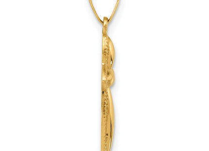 14k Polished and Beaded Hollow Edge Passion Cross Pendant (Style XR2084)