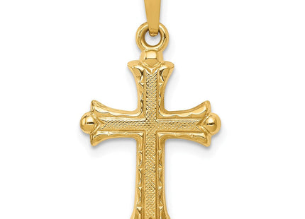 14k Hollow Fleur De Lis Cross Pendant (Style XR208)